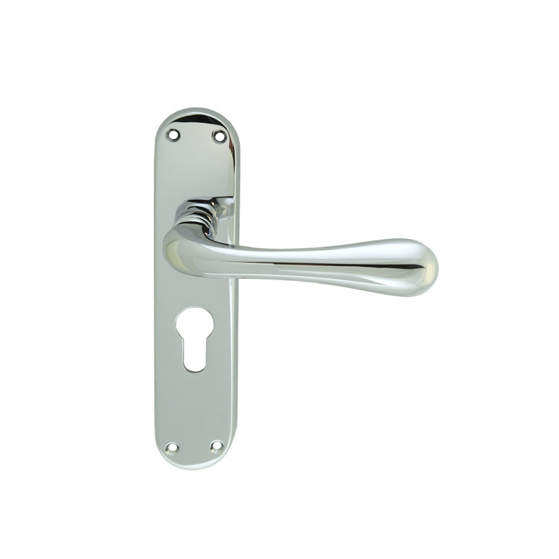 Astro Lock Door Handle, Polished Chrome