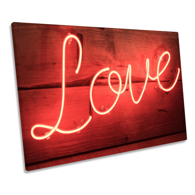 Love Neon Sign Red - Wrapped Canvas Print, 91.4cm H x 137.2cm W x 4cm D