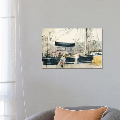 Boat On The Quay, 1875 by Berthe Morisot - Wrapped Canvas Painting