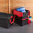 Sterilite 12 Gallon/45 Liter Hinged Lid Industrial Tote, Red Lid