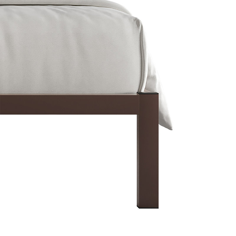 Deareon Upholstered Metal Platform Bed, Brown, Queen