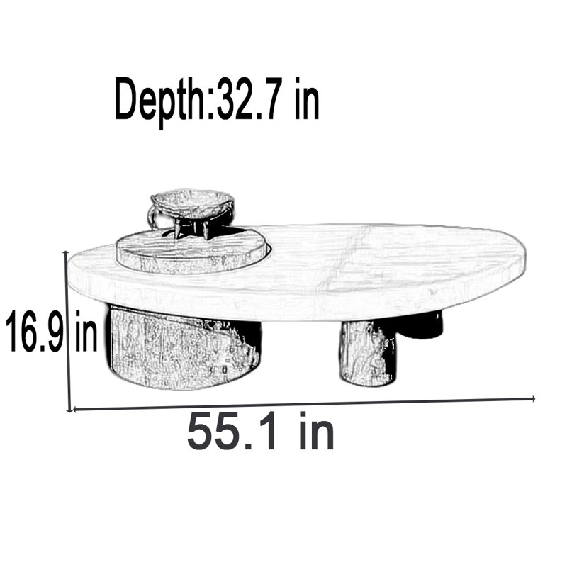 Table basse Modern, H 16,9 po x L 55,1 po x l 32,7 po