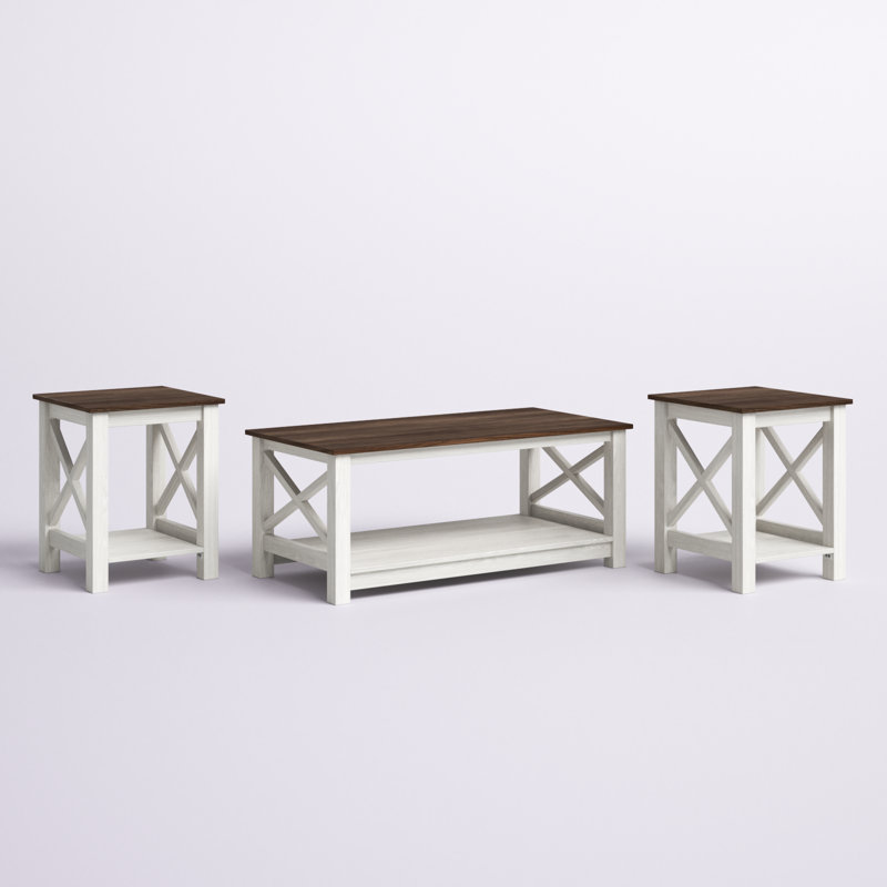 Ensemble de tables basses 3 pièces Velda, Brun