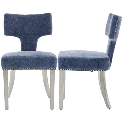 Mid Century Upholstered Dining Chairs Side Chairs Farmhouse Chenille Dining Chair With Metal Legs
