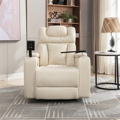 Fauteuil inclinable électrique pivotant de 270 degrés en cuir polyuréthane avec plateau