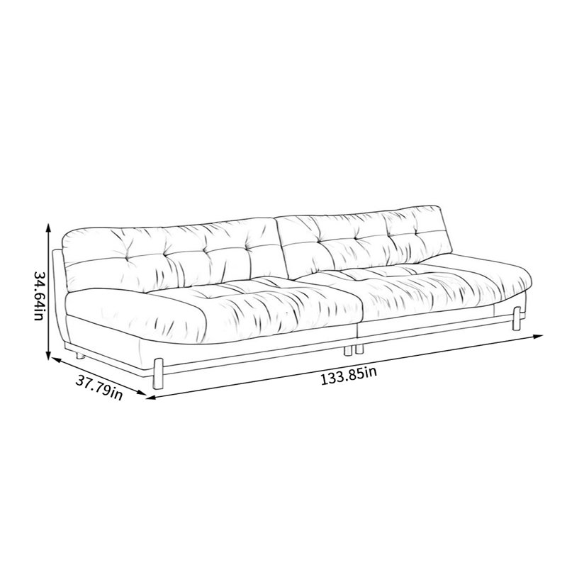 Canapé moderne en flanelle, H 34,64 po x l 133,85 po x P 37,79 po, 5