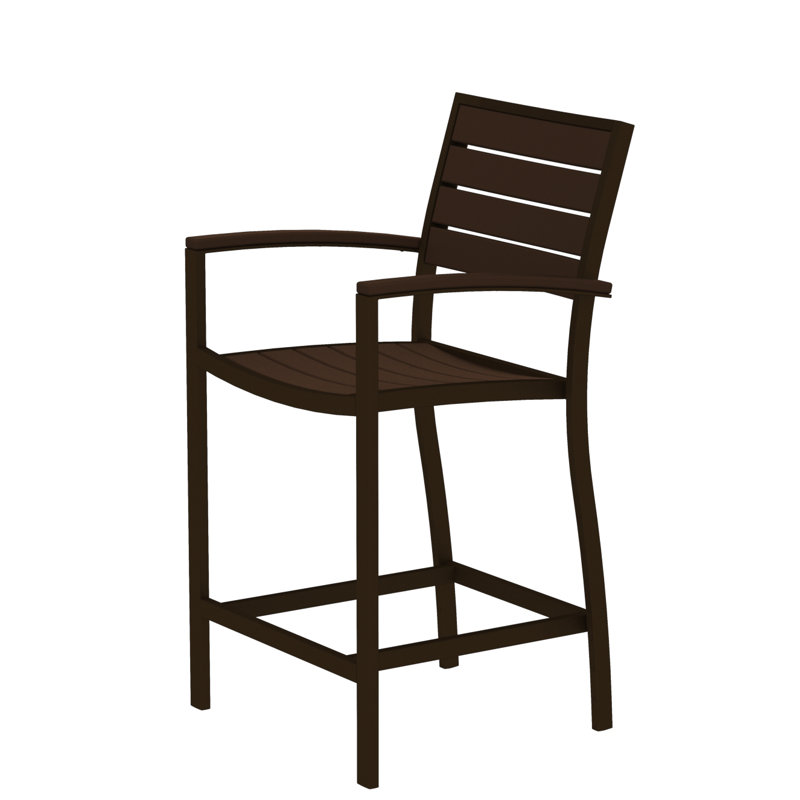 Chaise avec accoudoirs de comptoir POLYWOOD Euro, Bronze texturé, Acajou