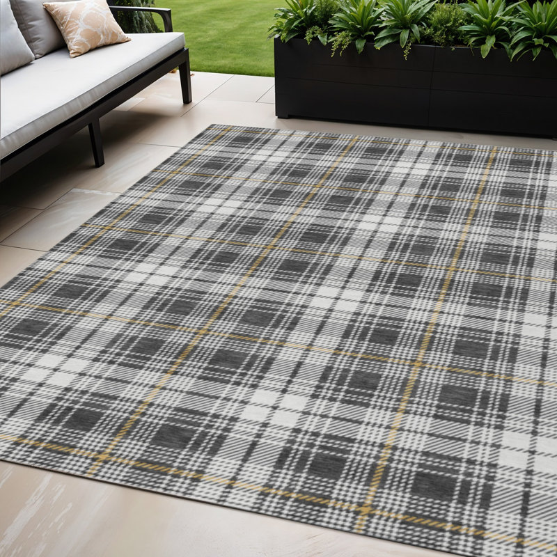 Tapis d'intérieur lavable à carreaux gris anthracite 5 pi x 8 pi