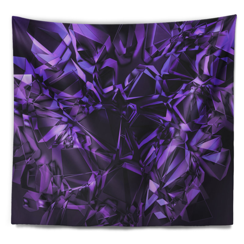 Tapisserie abstraite à texture de cristal mauve, H 32 po x l 39 po