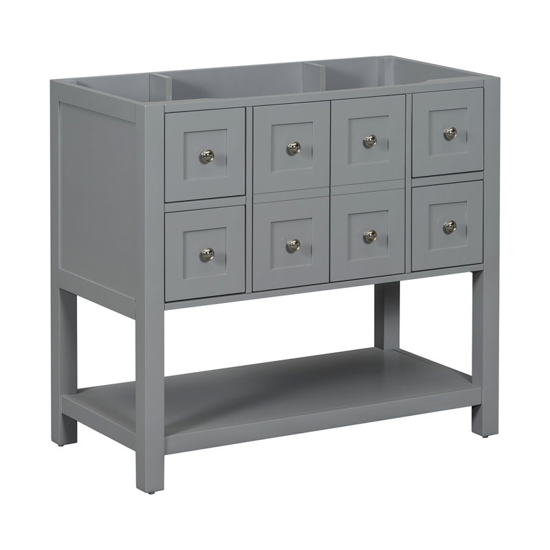 Ensemble de meuble-lavabo sur pied sans lavabo, Gris