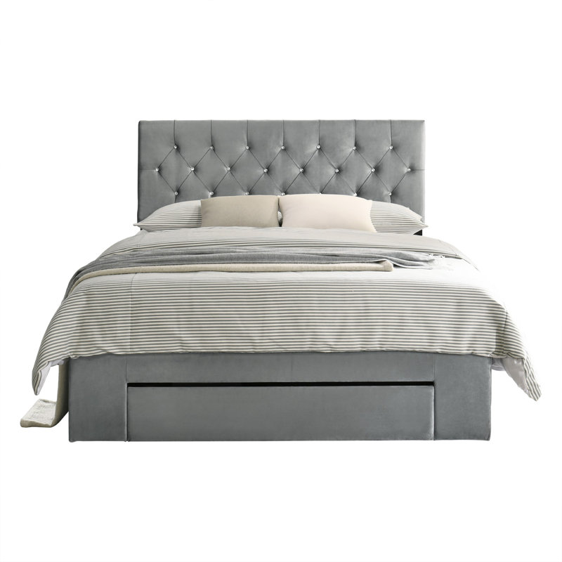 Aerilyn Upholstered Storage Bed, Silver Grey, Kingsize (5')