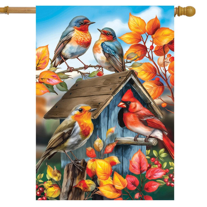 Fall Birds House Flag