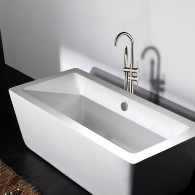 Brushed Nickel Freestanding Tub Filler With Hand Shower And Smooth Operation Solid Bathtub Faucet High Performance