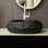 Lavabo de salle de bain 20 po Luna, vasque irrégulière ovale en résine avec motif de pierre, lavabo de style artistique, sans robinet, gris foncé 