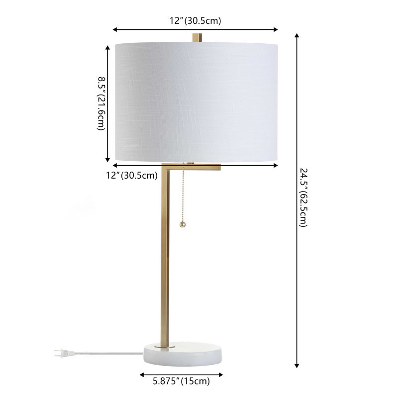 Lampe de table 25 po Collett, Laiton doré / blanc