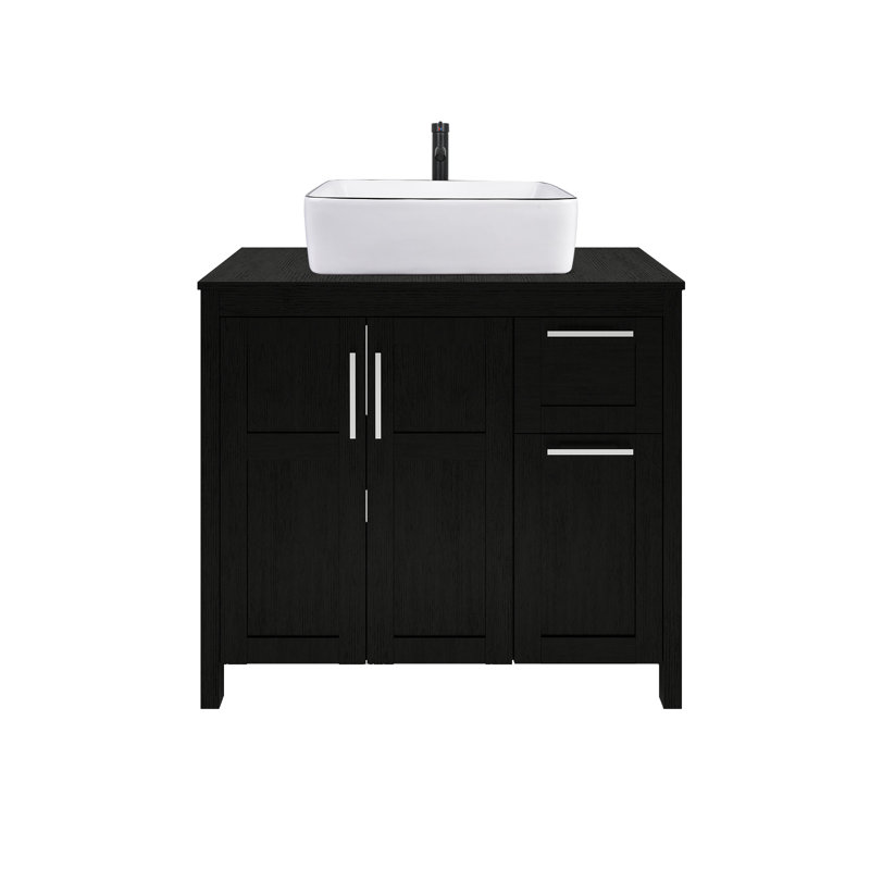 36" Free-Standing Modern Single Bathroom Vanity With Sink, Black