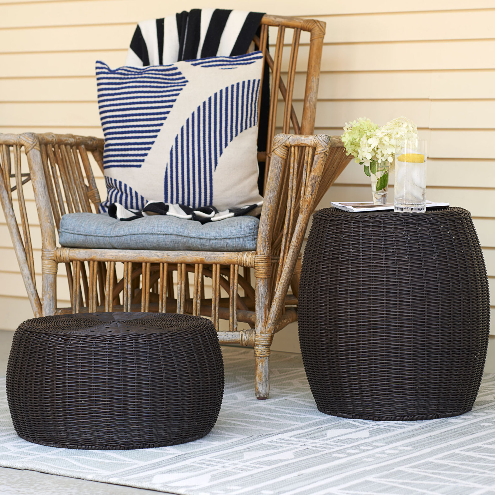 Baudette 14" Handwoven End Table, Chocolate