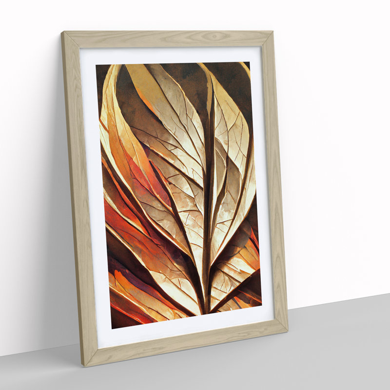 Abstract Autumn Leaf No.1 - Framed Print, 46cm H x 34cm W x 2cm D, Oak