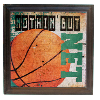"enseigne à basket à bois" , impression sur bois