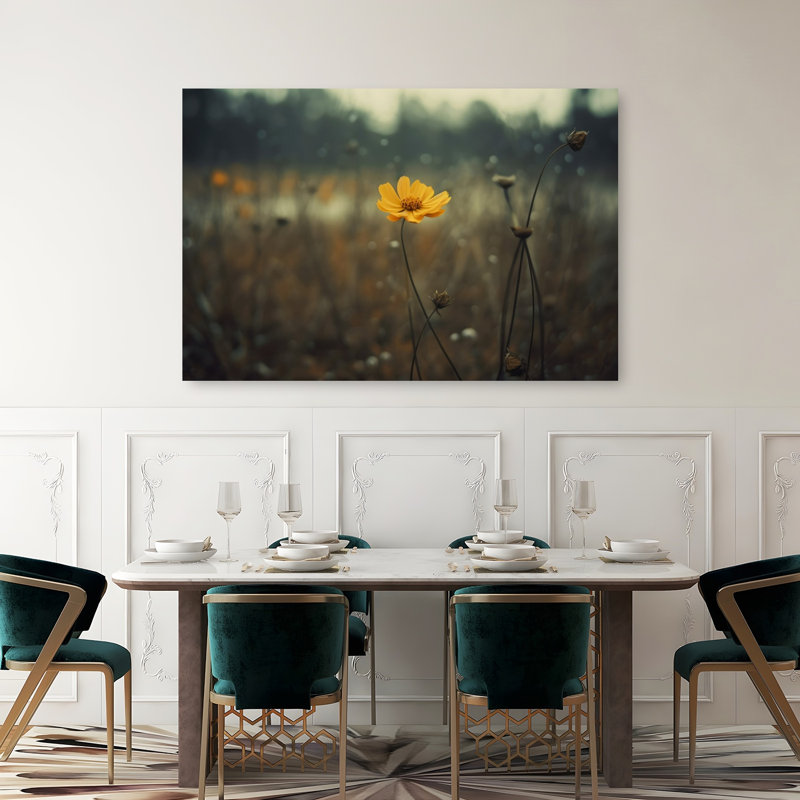 Solitary Bloomers Peaceful Serene Tranquil Autumn Flower Wall Art Print by Treechild - Wrapped Canvas Print