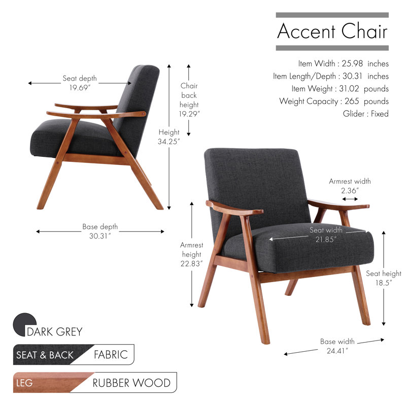 Pharell Upholstered Armchair, Dark Grey