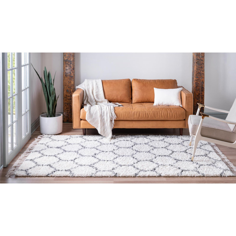 Burman Geometric Shag Area Rug, Rectangle 152 x 244cm