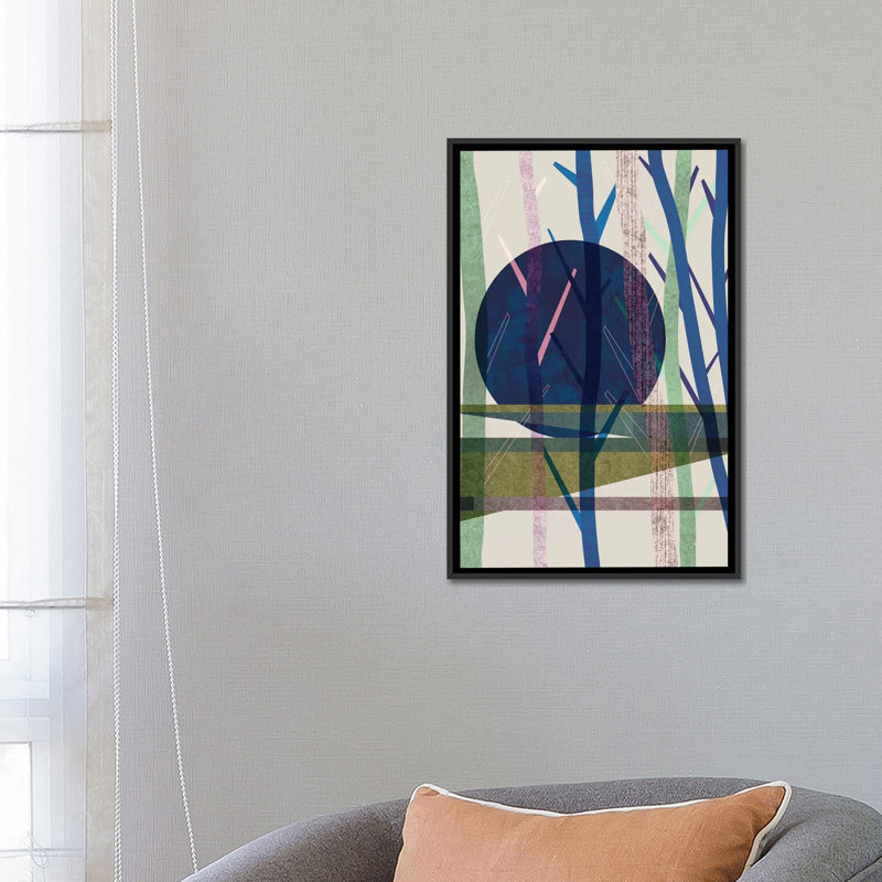 « blue moon » par flatowl, impression sur toile, H 26 po x l 18 po x P 1,5 po, Toile avec cadre noir, Pas de tapis