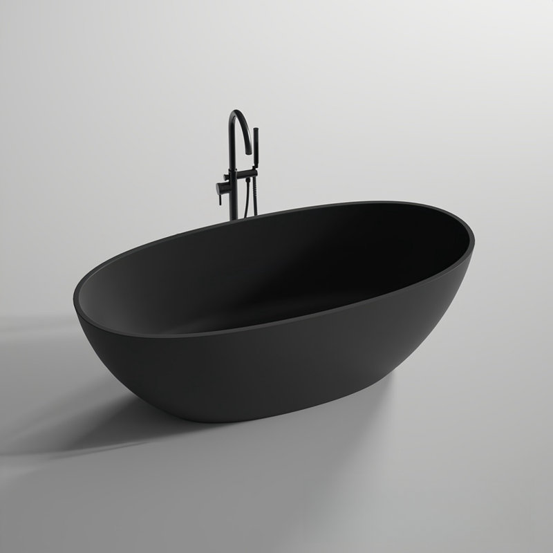 Ensemble de baignoire et douche incurvée moderne sans cadre l 62,99 po H 22,05 po Modern Modern, Noir