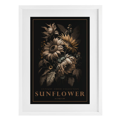 Tournesol antique, reproduction encadrée sous verre, par Chris Giampietro