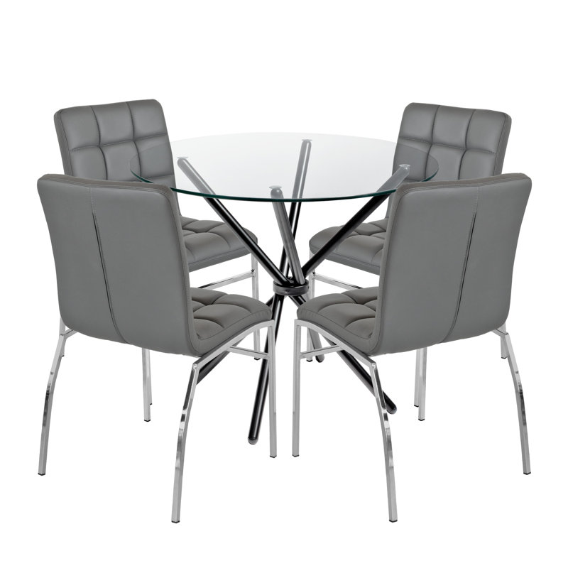Sittingbourne 4 - Person Dining Set, Black, Grey