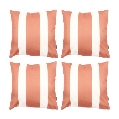 icon Indoor and Outdoor Striped Waterproof Filled Cushion Black Set of 4