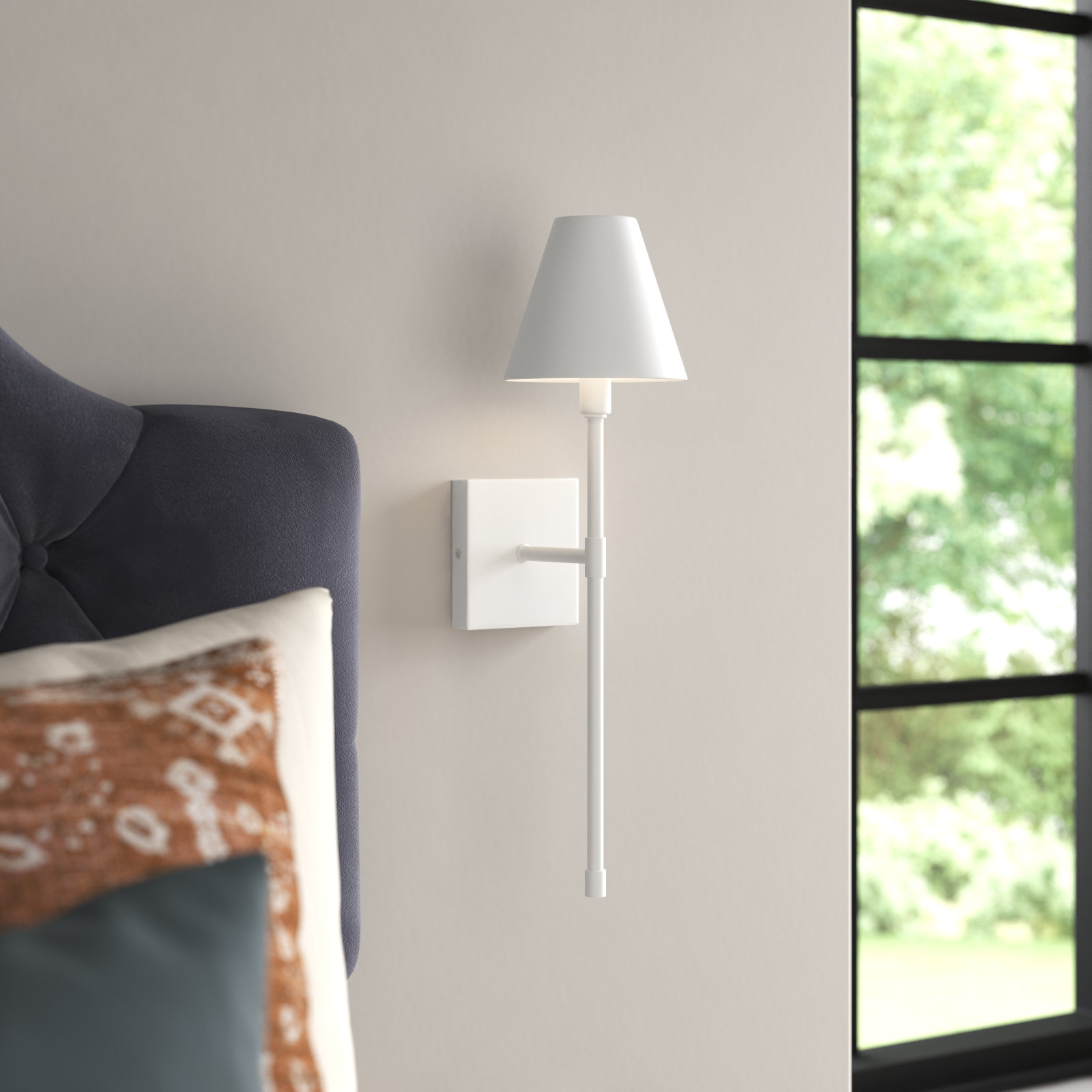 Avonia 1-Light Steel Hardwired Wall Sconce, White