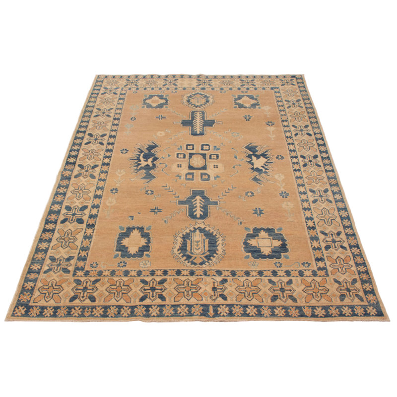 Tapis brun rectangulaire unique en laine de 6 pi 6 po x 10 pi années 1990 Alanny