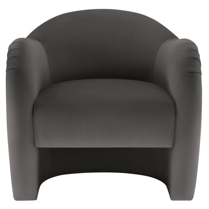 Storm Gray Velvet Barrel Swivel Accent Chair with Wood Frame