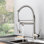Robinet de cuisine en laiton massif avec robinet rétractable, revêtement en nickel brossé, poignée simple, robinet à utiliser, tête de pulvérisation, remplisseur en céramique, moderne