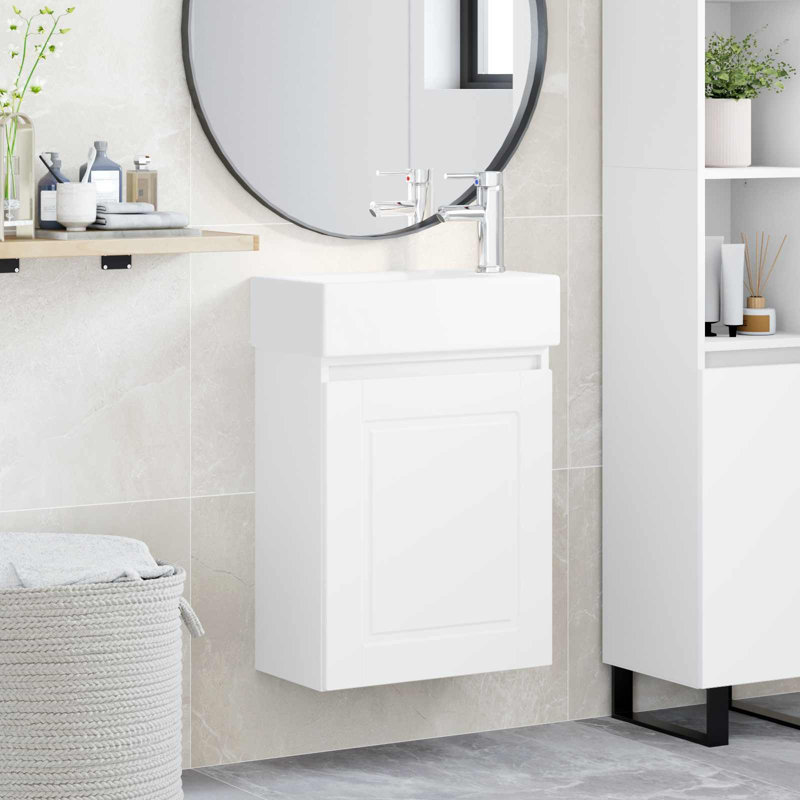 Single Bathroom Vanity with Ceramic Basin, White