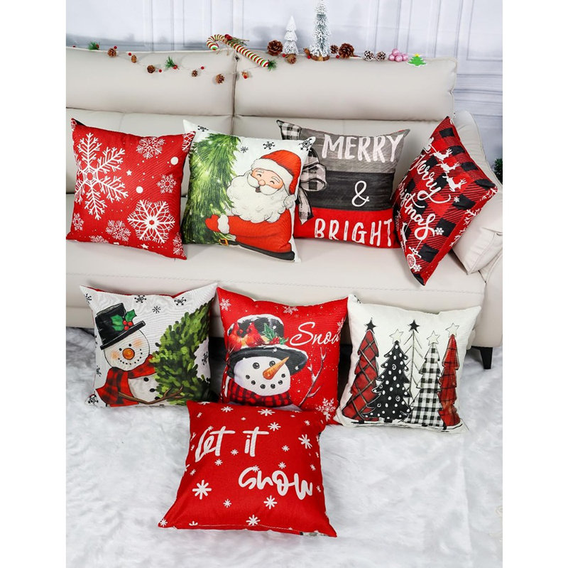 Ensemble de housses de coussin de Noël à double face de 4 motifs décoratifs de Noël de 18 po x 18 po, parfaits pour la décoration intérieure