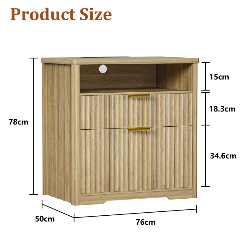 73 cm W 2 -Drawer - Drawer Filing Cabinet, Natural