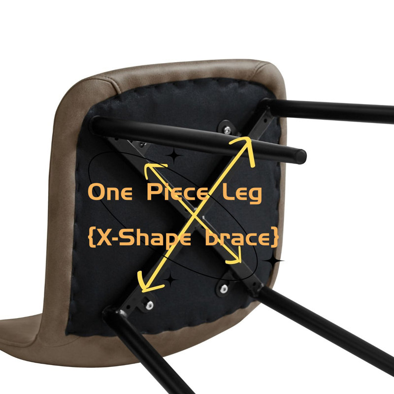 7 Piece Dining Set For 6, 6 Suede Chairs And 1 Table, Black Metal Legs, 63" X 35" Table, Ergonomic Design, Brown
