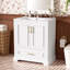 Meuble-lavabo autoportant de 30 po avec lavabo, panneau de fibres à densité moyenne et structure en bois massif, 1 tiroir de séparation et 2 portes à fermeture en douceur (double tablette sur la porte)-121708168