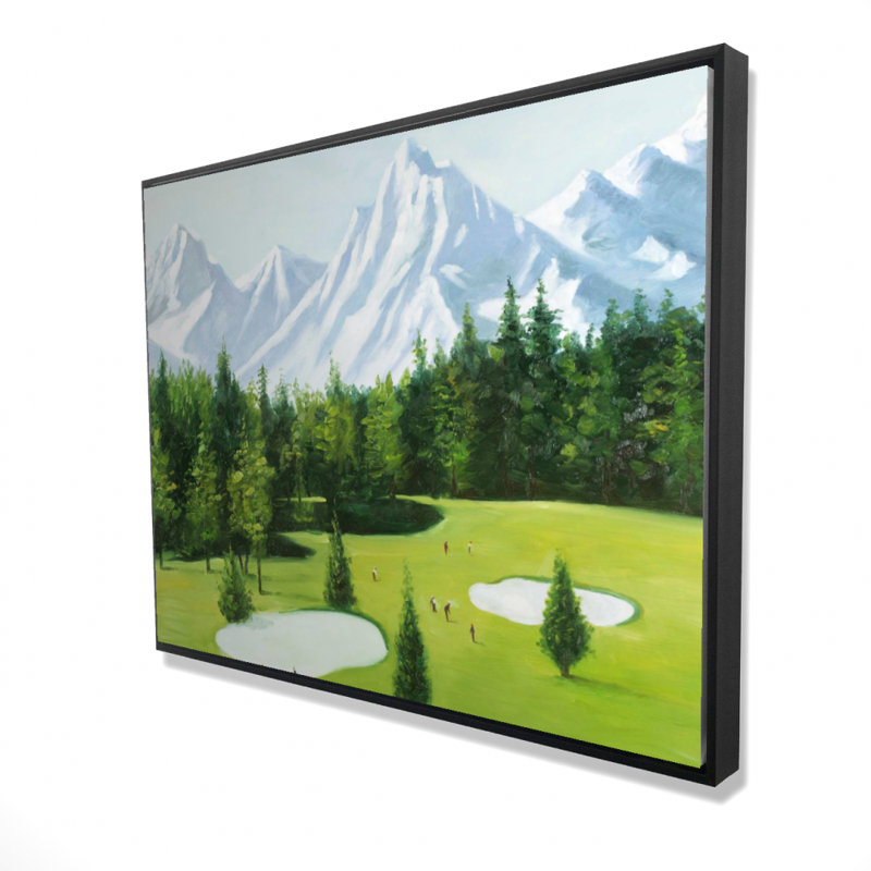 Golf Course With Mountains View Print On Canvas
