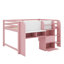 Lit mezzanine double avec bureau intégré, compartiments de rangement, tablettes ouvertes et tableau blanc Creative Idea-115197739