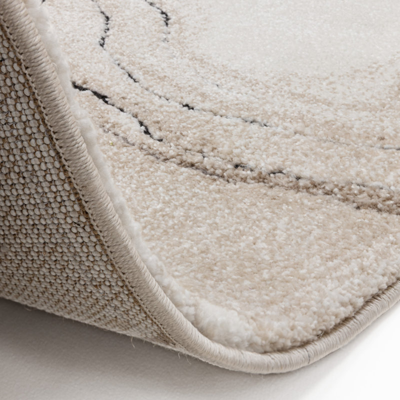 Quantock Textured Marble Effect Polypropylene Area Rug - Elegant Sophisticated Living & Bedroom, Rectangle 120 x 170 cm