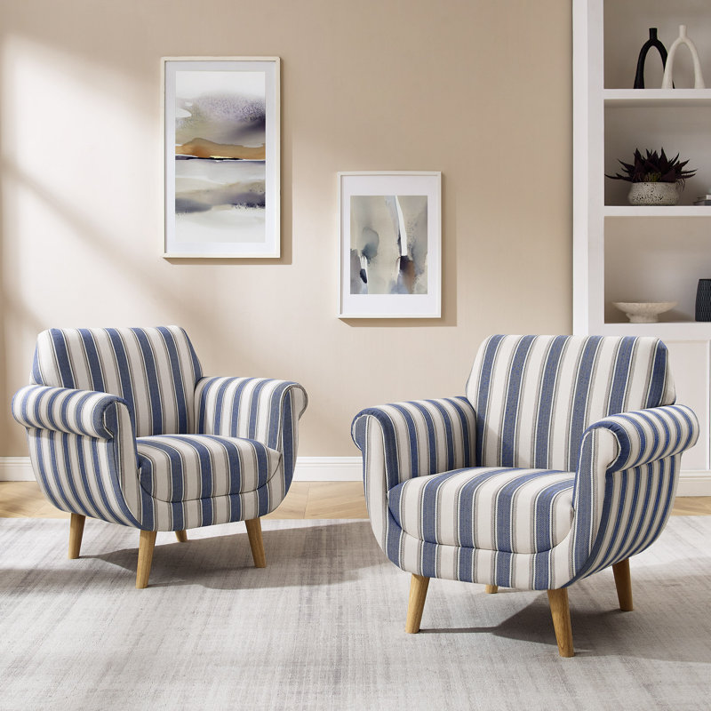 Ensemble de 2 chaises d'appoint 29,92 po, Mélange de polyester bleu marine / lin