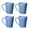Ensemble de 4 tasses à café en grès de 18 oz avec glaçure marbrée bleu-gris Cloudy Sky