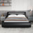 Charlesten Vegan Leather Platform LED Lights Bed with Wooden Slats and Adjustable Headboard, RGB Lighting & Music Sync, No Box Spring Needed-852362829-852362830