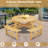 Kate Round Wooden Picnic Table,8 Person Table w/4 Built-in Benches-100009931