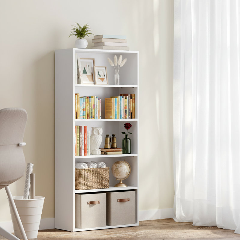 5-Tier Standard Bookcase, White