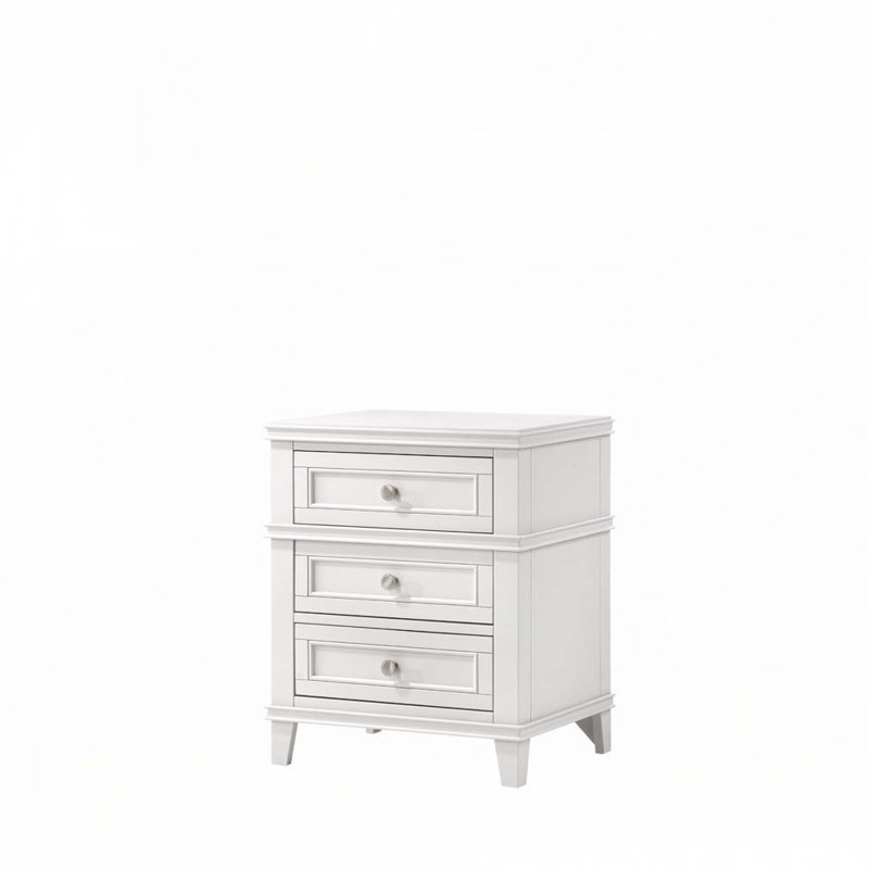 White 3 Drawer Nightstand
