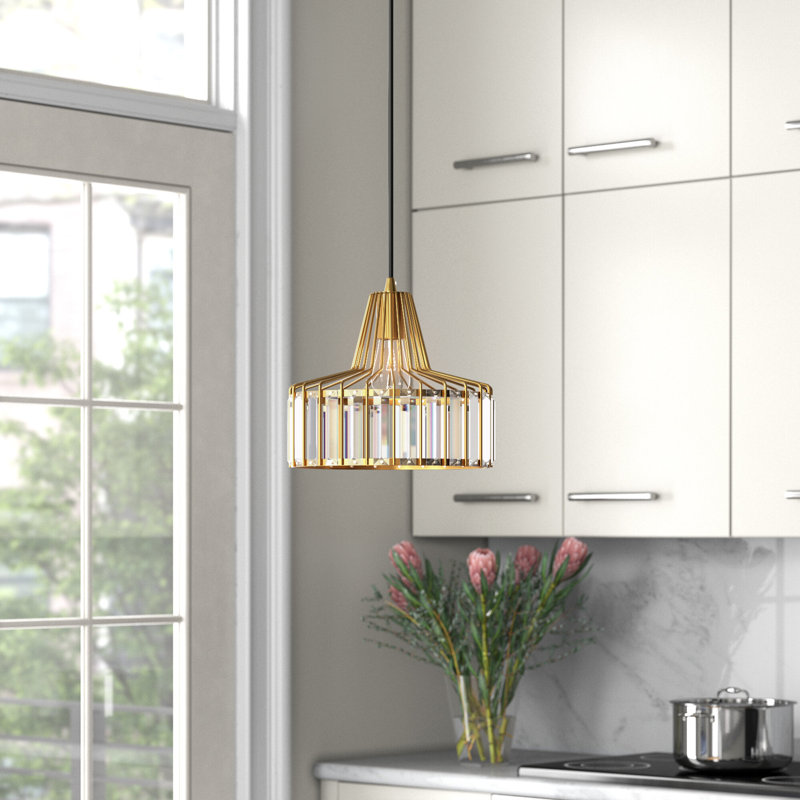 Brecksville 1 - Light Single Drum Pendant with Crystal Accents, Gold